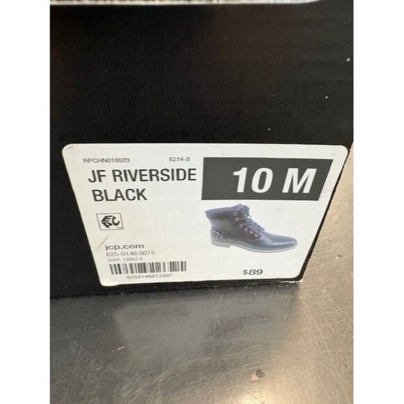 JF Riverside Black Lace-Up Ankle Boots 10M Mens Durable Leather Look - Picture 6 of 6